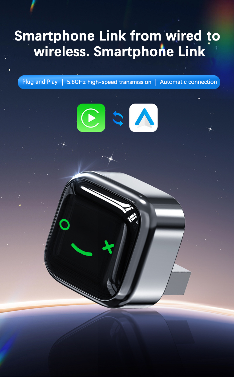 ✨Final 3 Hours: 50% OFF 💥 Android and iOS wired to wireless screen projection, Smartphone Link adapter