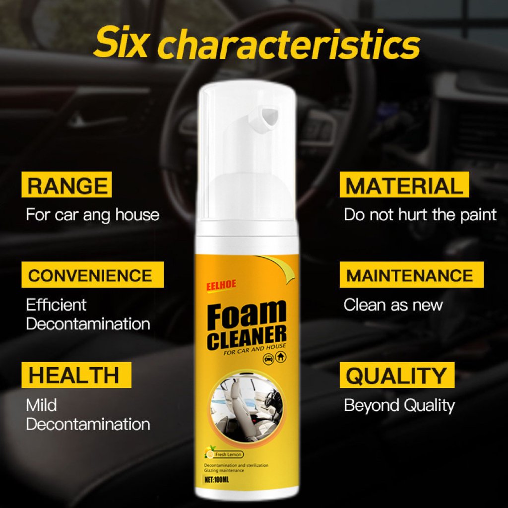 🔥BUY 1 GET 1 FREE⏰Multifunctional foam cleaner, car interior cleaning products, stain remover, genuine leather seat and steering wheel cleaner.