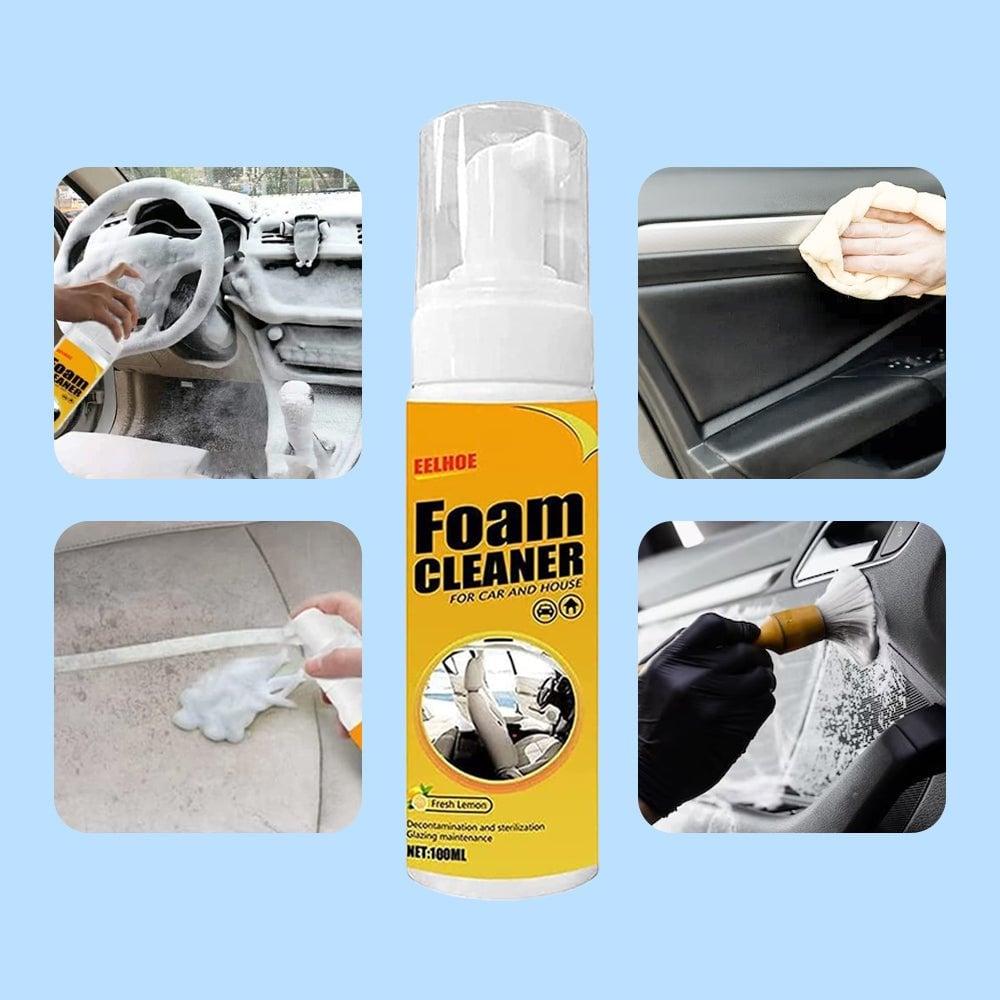 🔥BUY 1 GET 1 FREE⏰Multifunctional foam cleaner, car interior cleaning products, stain remover, genuine leather seat and steering wheel cleaner.