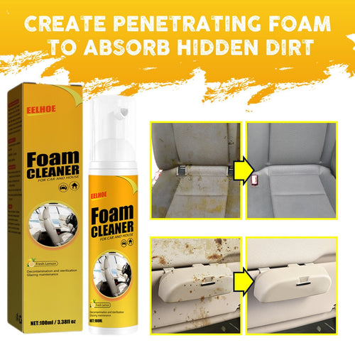 🔥BUY 1 GET 1 FREE⏰Multifunctional foam cleaner, car interior cleaning products, stain remover, genuine leather seat and steering wheel cleaner.
