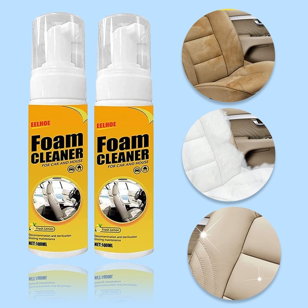 🔥BUY 1 GET 1 FREE⏰Multifunctional foam cleaner, car interior cleaning products, stain remover, genuine leather seat and steering wheel cleaner.