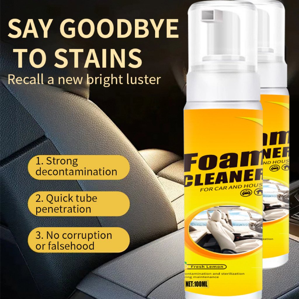 🔥BUY 1 GET 1 FREE⏰Multifunctional foam cleaner, car interior cleaning products, stain remover, genuine leather seat and steering wheel cleaner.