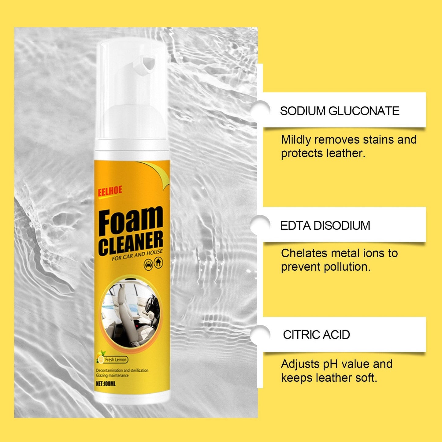 🔥BUY 1 GET 1 FREE⏰Multifunctional foam cleaner, car interior cleaning products, stain remover, genuine leather seat and steering wheel cleaner.